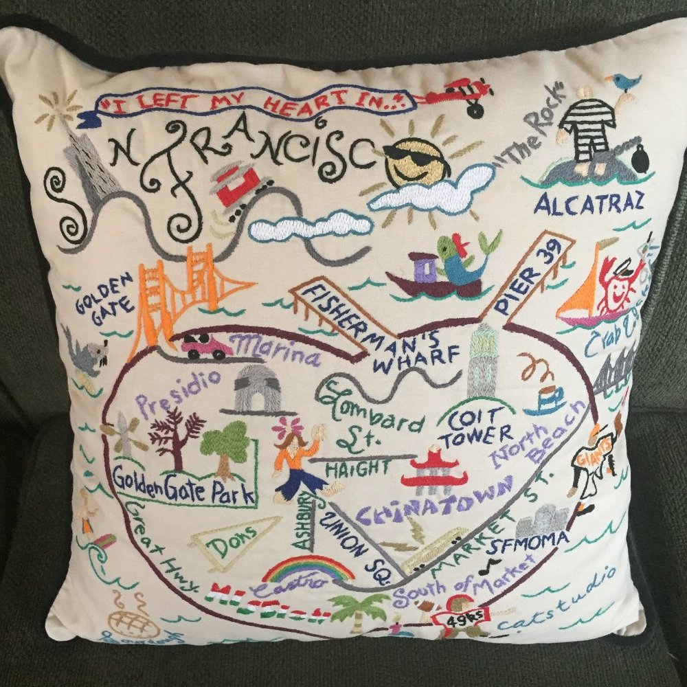 NWT CAT STUDIO EMBROIDERED SAN FRANCISCO PILLOW